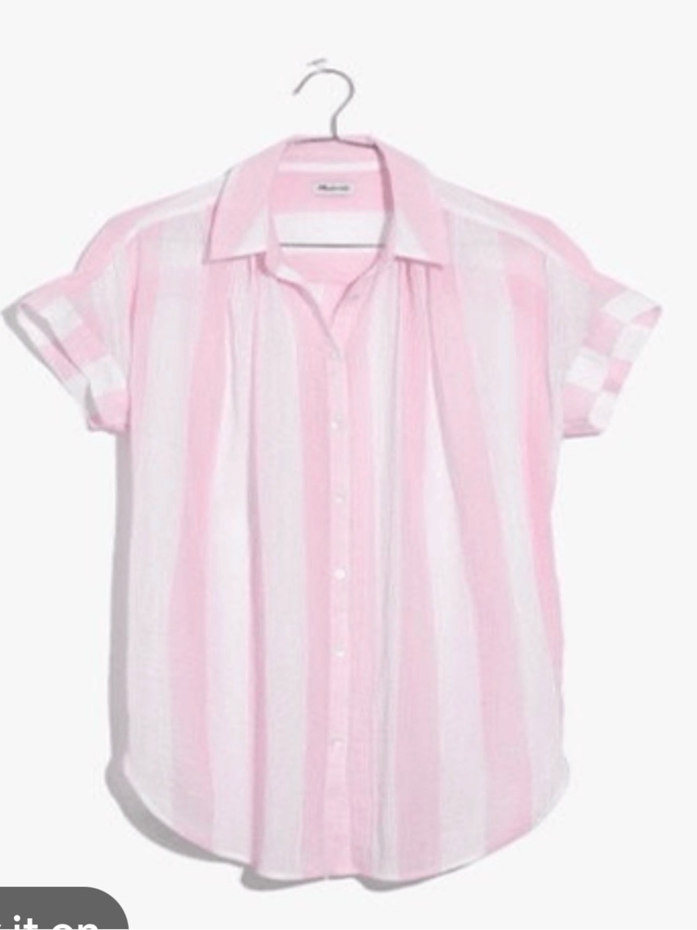 Madewell Pink and White Striped Button Front Top